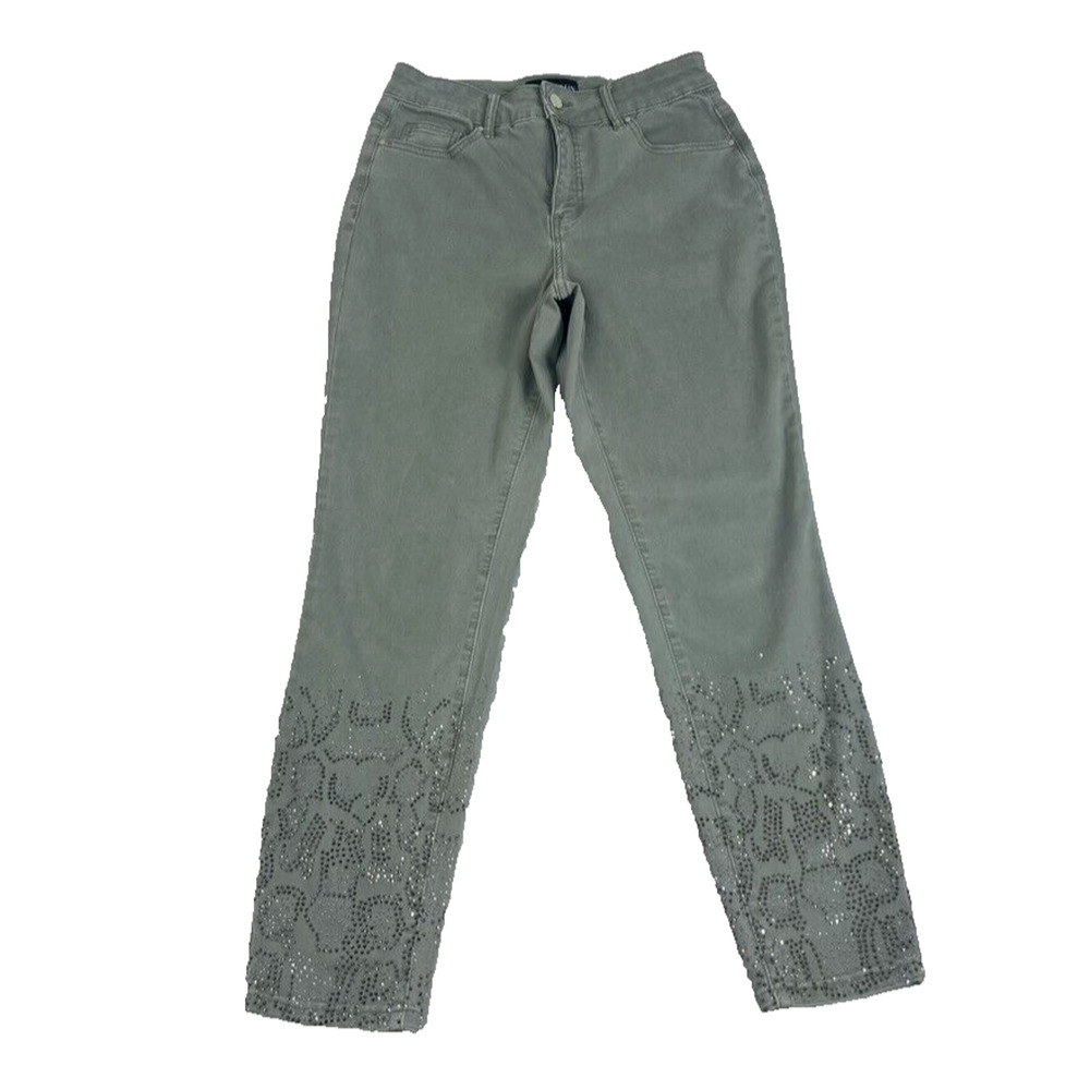 Frank Lyman Design Jeans Womens (28x26) Grey Rhinestone High Rise